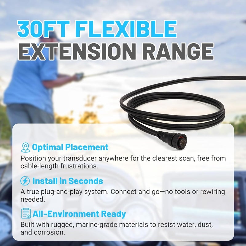 Dilomber 30 Feet (9 m) Transducer Extension Cable 21-Pin, Compatible with Panoptix LiveScope System, LVS32 LVS34 LVS62XR Transducer, Extend The Cable Length, 010-12855-00 - Image 5
